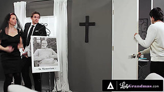 LUSTY GRANDMAS - Horny Grieving Widow Gets Her Pussy Fucked By Her Funeral Attendant