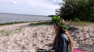 Risky Public Masturbating on a Beach with Drone