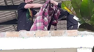 Real Exhibitionist Couple Fucking on a Balcony and Flashing