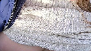 A Quick Handjob as a Break From Our Walk Ends with a Public Cumshot on My Tits