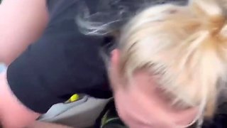 Horny blonde PAWG tirelessly rides BWC in car back seat