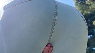 Tight jeans public teasing