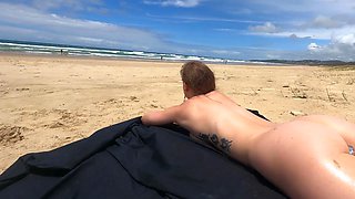 Letting crazy strangers see me stuff my bathing suit in my ass! on public beach
