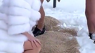 A Group of Guys Banging a Pregnant Woman Outside in the Snow