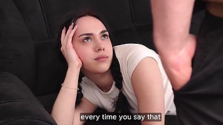 Submissive Brunette PAWG Gets Spanked, Deepthroated & Rough-fucked By Her Foster-parents In Wild FFM