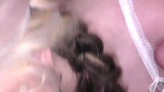Beautiful Fairy on Her Knees Pleasing a Gang of Hard Cocks