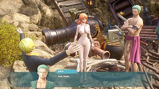 One Piece hentai adventure featuring Nami and Luffy in a wild sex game