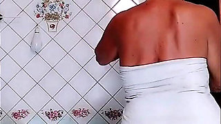 Hot Housewife in the Kitchen After Shower
