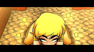 Minecraft-themed anime babe LoveSkySanHentai shows off a sexy cheerleader body in part 74