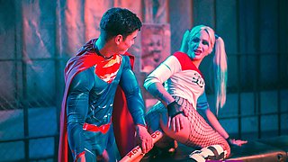 Superman inserts Harley Quinn's bat into his anus