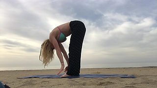 Beach Yoga in Bikini Top