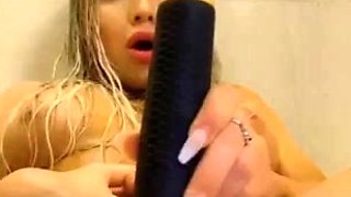 Blonde tight pussy babe solo toy fun in glamour masturbation