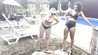 Interracial PIG HUMILIATION in the sand