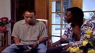 Beautiful black hairy pussy loves the big black cock in ass in mouth...cum in mouth