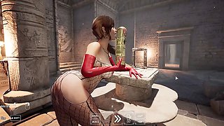 Lara Croft monster gets down outdoors in a hot porn game session