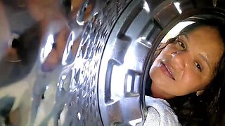Latina Paty Bumbum gets stuck in washing machine - big dick Alex Lima can't resist fucking her