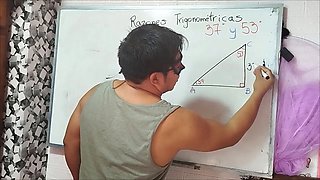 18-Year-Old Geometry Lesson: Cumshot inside after 37° angle with a monster cock