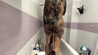 Amateur Couple Takes Bath, Wife Hairy Pussy, Big Ass, Big Tits.