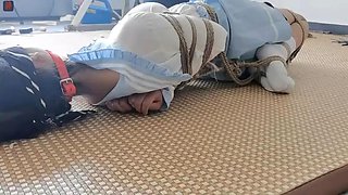 Chinese bondage in white socks