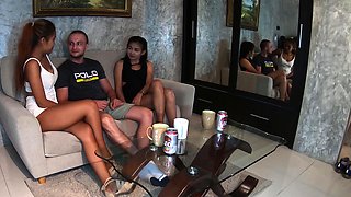 Thai teen calls over a GF to surprise BF