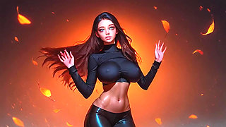 Perfect Body Big Boobs and Sexy Belly Girl Dancing! Hard Nipples Brunette