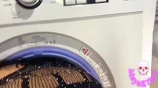 Hot Busty Girl Trapped In The Washing Machine And Stuffing It