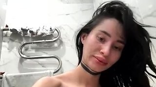 Sexy teen brunette masturbating closeup
