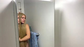 Crossdresser Fixing Messy Wig