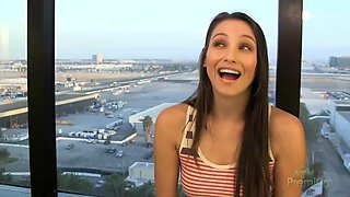 We follow Celeste Star into the hotel room as she exposes her wet pussy to the camera: Porn