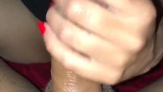 Italian chick brings a hard cock to a bright cumshot with an amateur handjob.