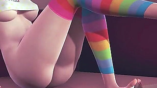 Gamer Girl Masturbates Friends's Cock with Her Feet