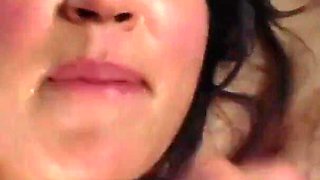 Brunette teen Suzanne Kelly sucks and fucks cock that cums