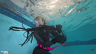 Underwater Wetsuit Dominatrix Tease in Heels