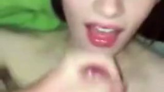 Cute Girl Gets Her Face Covered In Cum