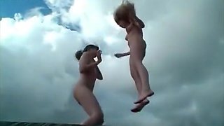 TWO PRETTY TEENS PLAYING AT NUDIST BEACH