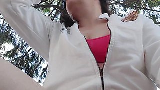 Nipple with Clothespins While I Smoke a Cigarette and Show You My Tits in a Garden - Smoking Compilation