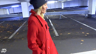 Horny Blonde Fuck Hunk Fucked in Parking Garage