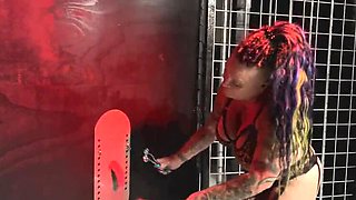 Femdom Gloryhole Handjob Surprise For Slave