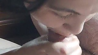 Blow Job and Creampie in the Mouth of a Korean Woman.