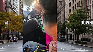 Thai MILF big cock car blowjob in public