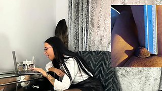 Glasses classy babe teasing micropenis