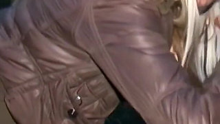 Hot Blonde Teen Dogging Slut Sucks off Two Big Cock Studs in the Woods