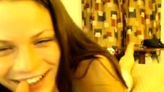 Small titted brunette teen fingering on the bed