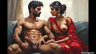 Two desi indian girl in hotel room with their office boss hot threesome pussy fucking