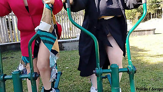 My stepmother and stepsister asked me to record them showing off in public while exercising.