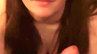 British 18-year-old sloppy blowjob & tit wank