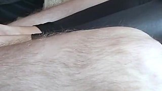 Amateur Edging Footjob and Handjob with Vibrator. Massive Cumshot and Post Cum Handjob