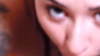 Cute 18 Year Old Brunette Gives a Sensual Blowjob with Tongue and Swallows All the Cum with a Dick