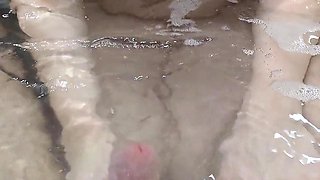 Bath Handjob Ended with Hot Underwater Cumshot!