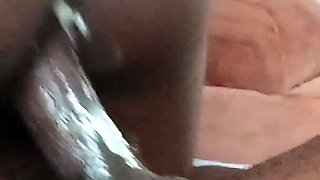 Ebony Ass Girl Next Door with Creamy Pussy Riding Raw Black Dick.